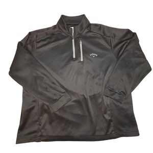 Callaway Mens XXL Black Quarter Zip Pullover Golf Jacket Chest Pocket Logo